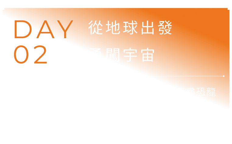 從地球出發勇闖宇宙 我們將前往冰封北極與婆羅洲雨林，追尋恐龍留下的痕跡；再從低軌衛星、月球任務，一路航向深太空，想像人類探索的下一個邊界。